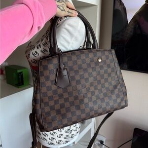 Brown Checkered Handbag